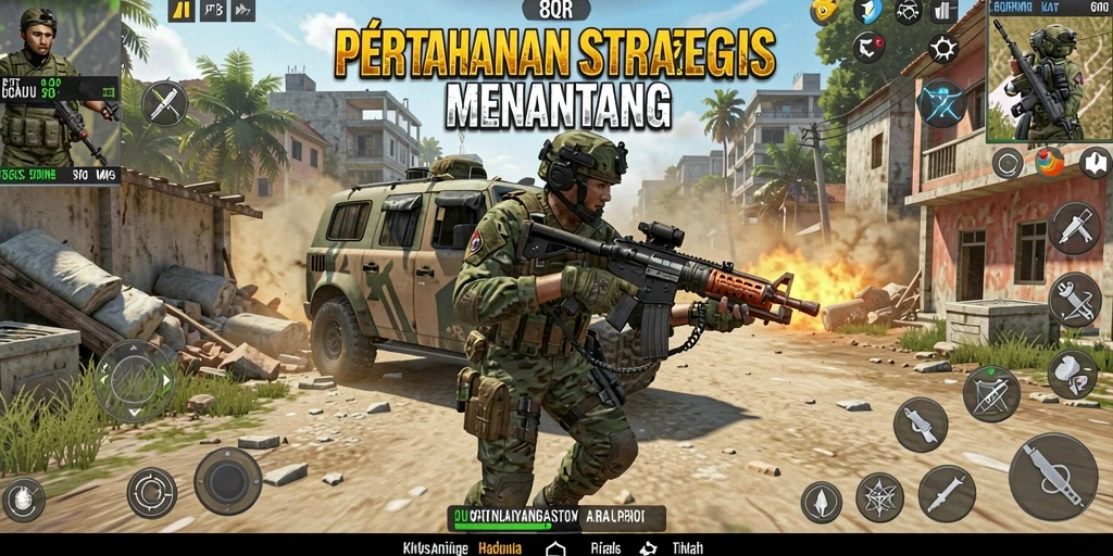 Gameplay menantang dalam Tower Defense 8QR dengan menara strategis.
