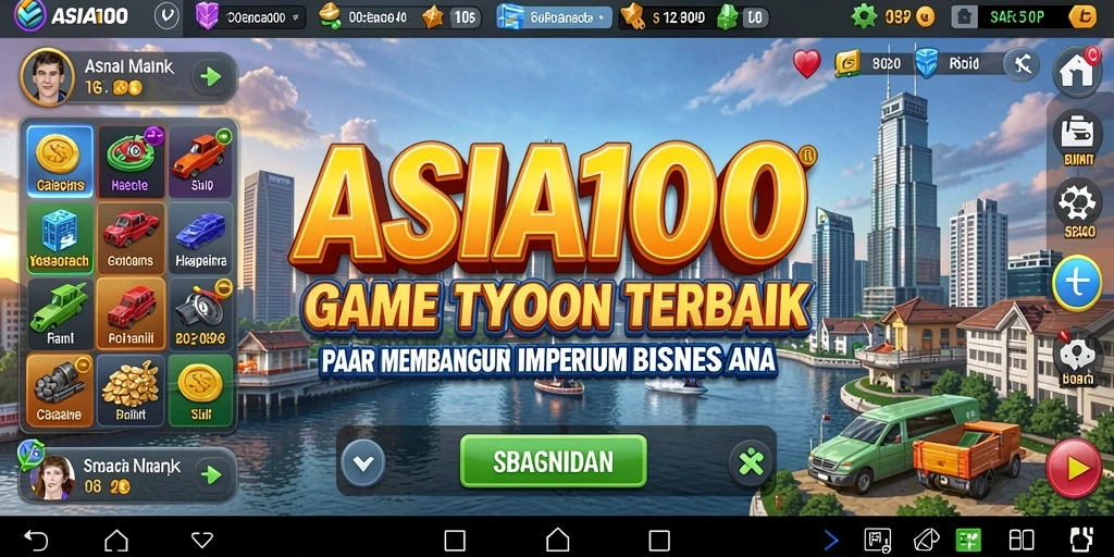 Tangkapan layar gameplay ASIA100 menunjukkan manajemen bisnis yang mendetail.