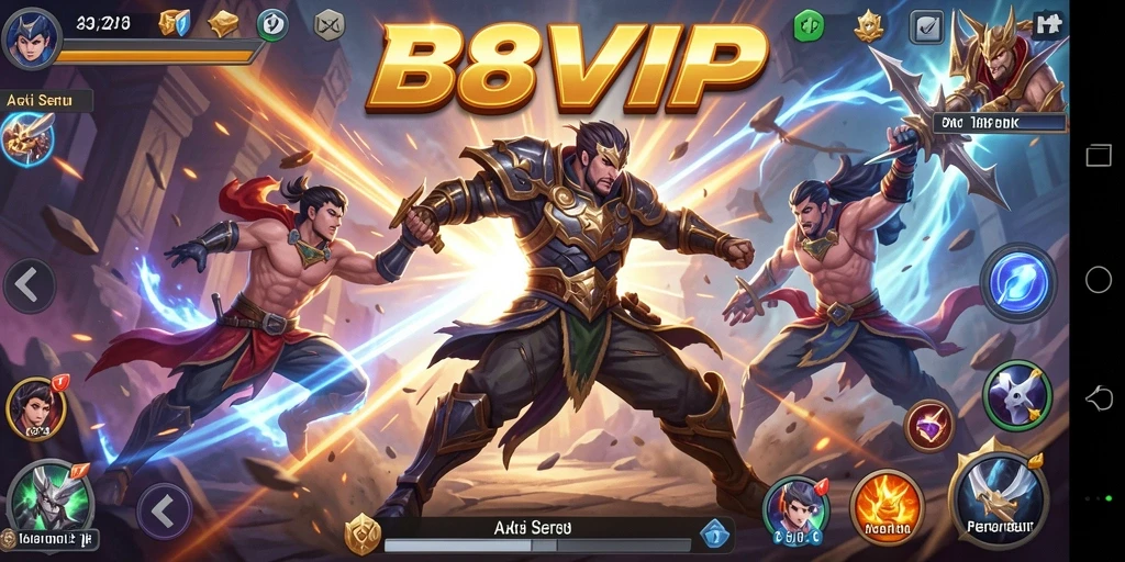 Tampilan screenshot B8VIP menampilkan aksi pertarungan yang mendebarkan.