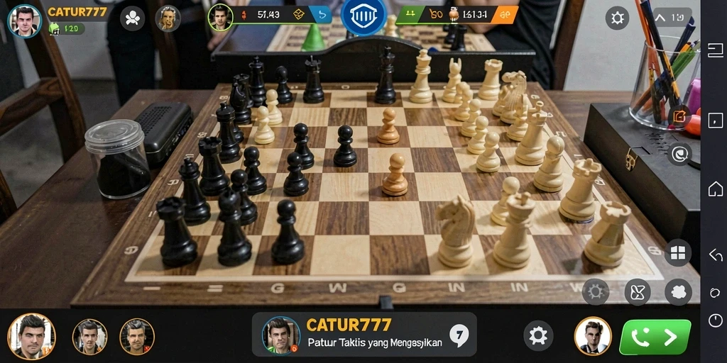 Tangkapan layar utama CATUR777 yang menunjukkan aksi permainan catur.