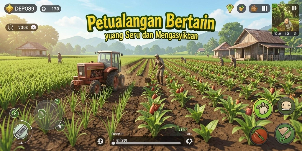 Tampilan screenshot DEPO89 menunjukkan keindahan ladang pertanian yang subur.