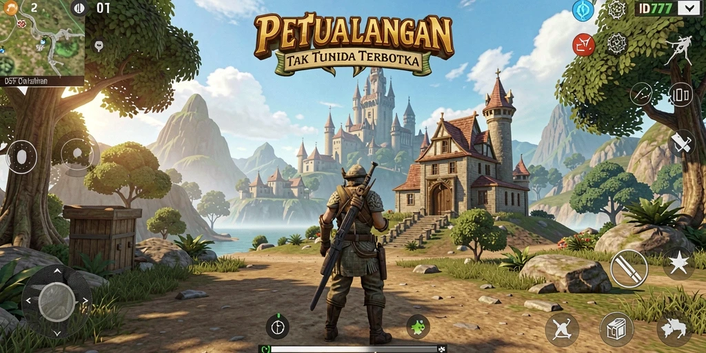 Screenshot utama ID777 menampilkan petualangan seru di dunia terbuka.