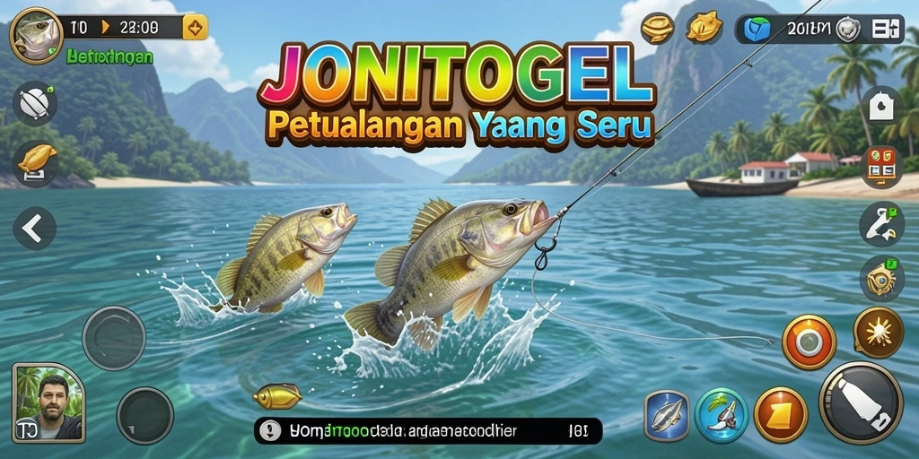 Screenshot gameplay JONITOGEL menampilkan aksi memancing yang menegangkan.