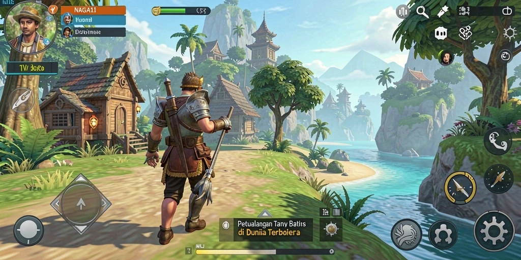 Tampilan gameplay NAGA11 yang menampilkan petualangan seru di dunia terbuka.