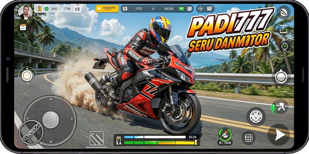 Gameplay seru PADI777 dengan balapan motor yang mendebarkan.