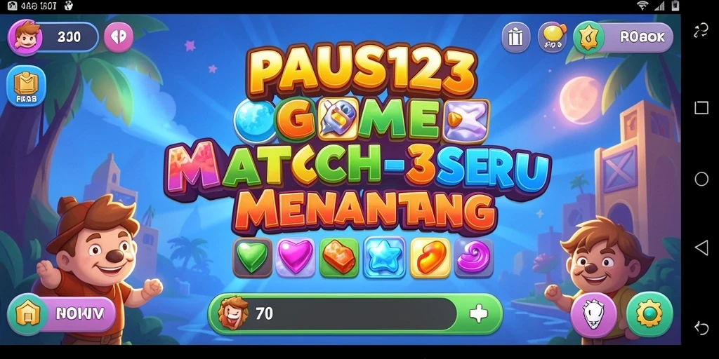 Screenshot gameplay PAUS123 yang menampilkan tantangan Match-3.