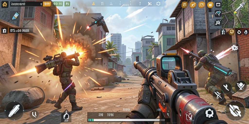 Gameplay intens S9S9 dengan aksi menembak mendebarkan.